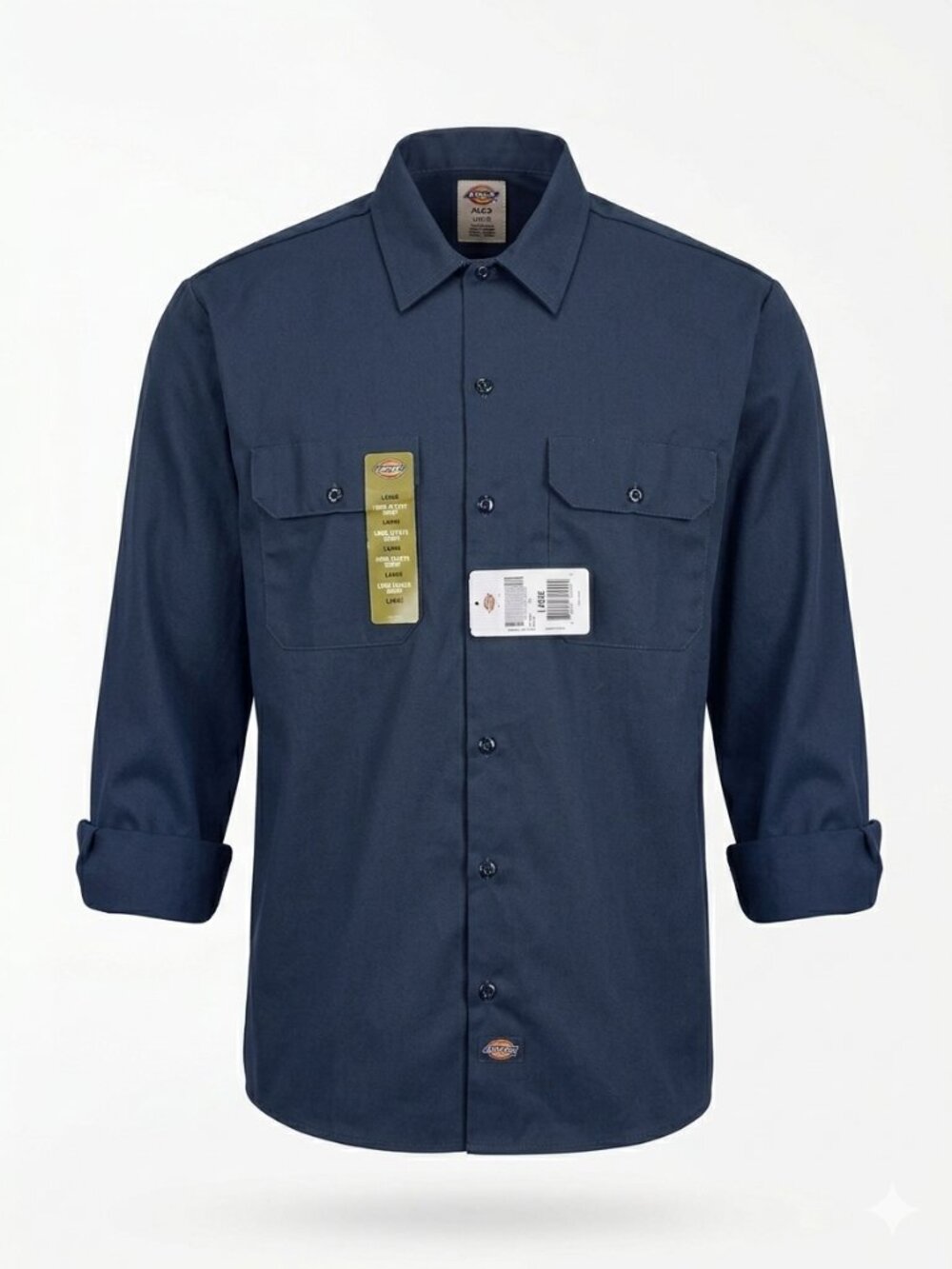 NWT Dickies Flex Mens Long Sleeve Work Shirt Navy Blue L W641GD3
